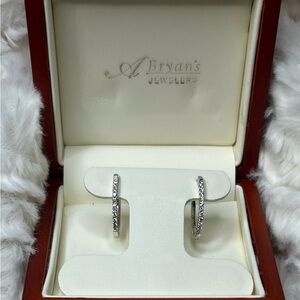 14k White Gold .50 DIAMOND Hoop Earrings